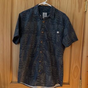 Flylow Navy Patterned Casual Button Down Shirt
